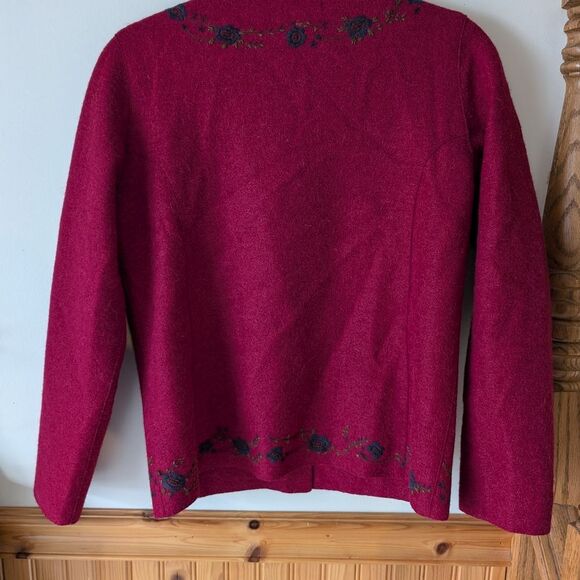 Beyond Threads Embroidered Alpaca Wool Floral Cardigan Size Medium - Picture 6 of 9